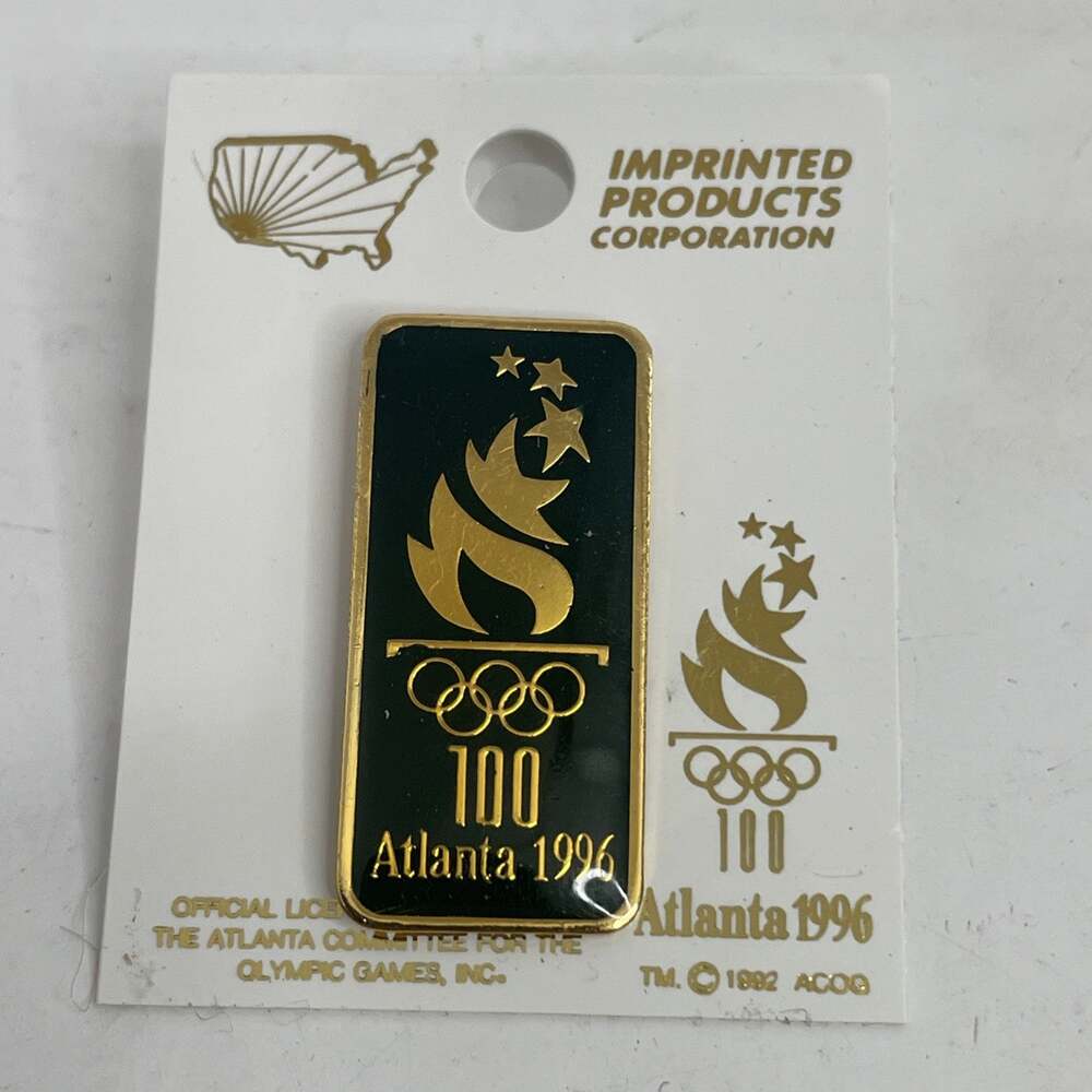 Atlanta 1996 100th Anniversary Olympic Rectangular Pin 199).NEW ON CARD